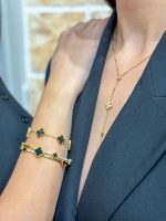 Βραχιόλι Χειροπέδα με Μαύρα Τριφύλλια και Πέτρες Lyonesse - Image 4