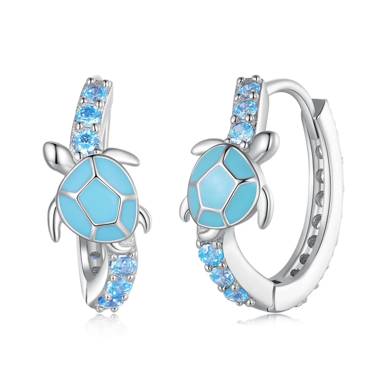 Pandora-Style-Sea-Turtle-Hoops-Earrings-Sce1596 Turtle earrings - Image 1