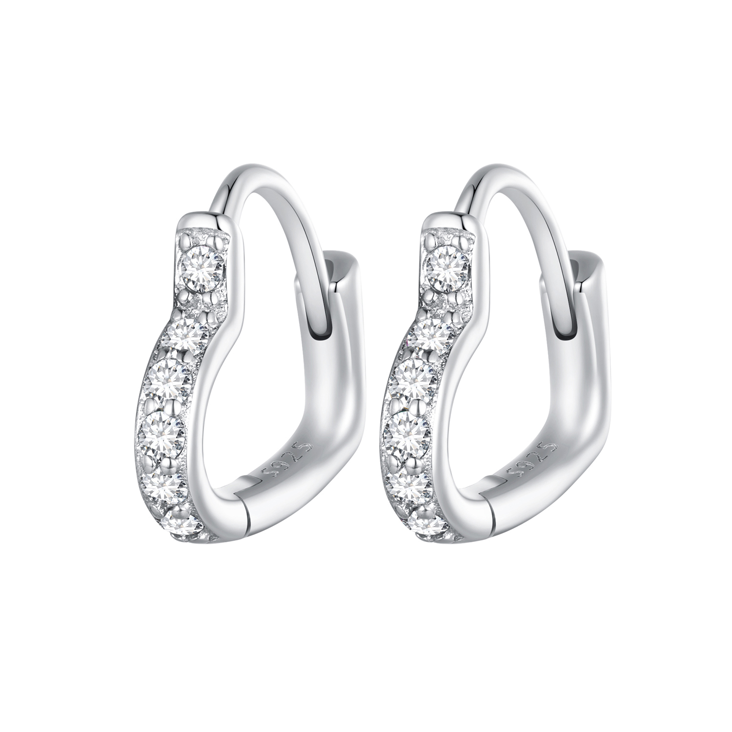 SCE1626- Silver hearts with stones - Image 1