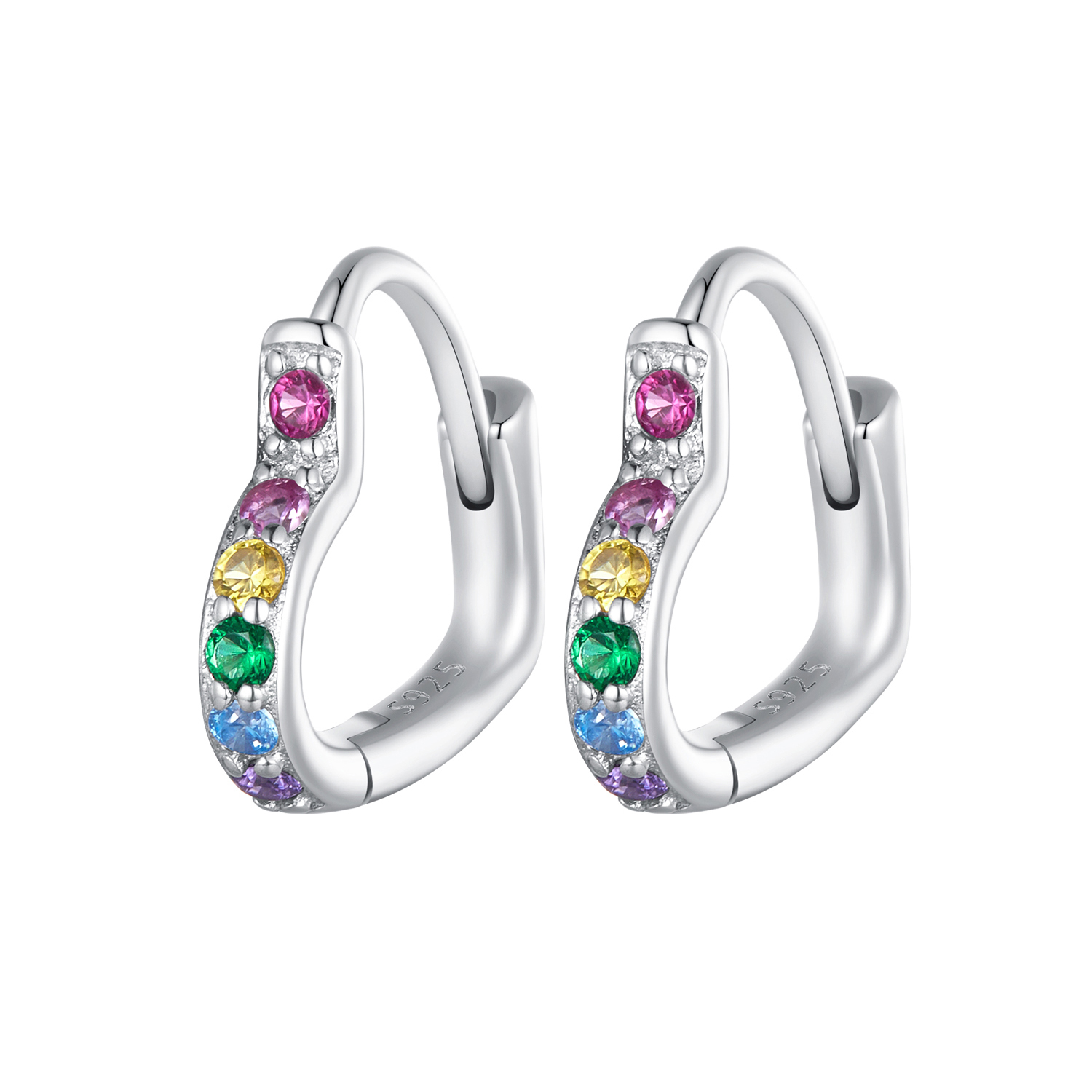 SCE1626-CF- Silver colorful hearts - Image 1