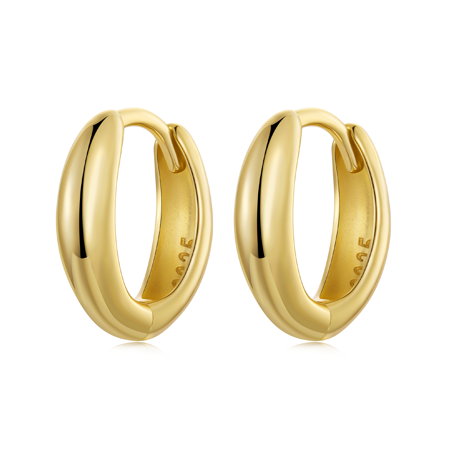 SCE1979-B Silver gold oval earrings - Image 1