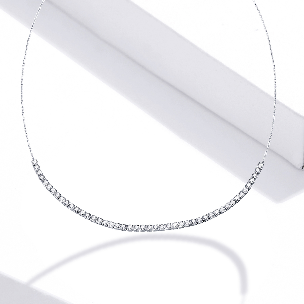 SCN437-4 Silver chain with zirgons - Image 1